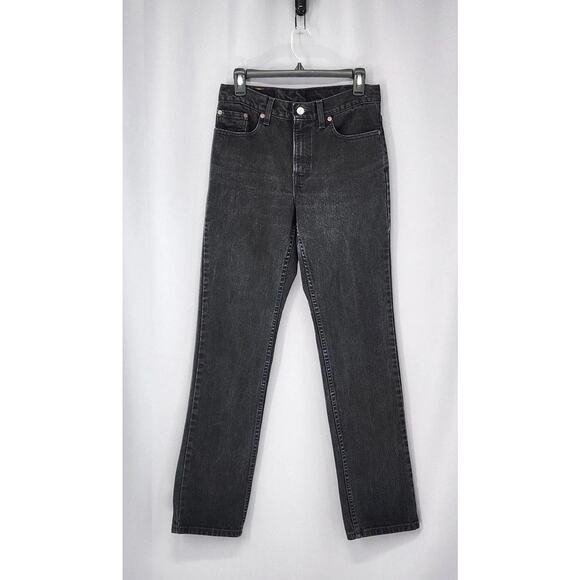 Vintage Levis 505 Jeans Womens 8 L Black Low Rise Straight Leg Denim Red Tab USA - Picture 1 of 13